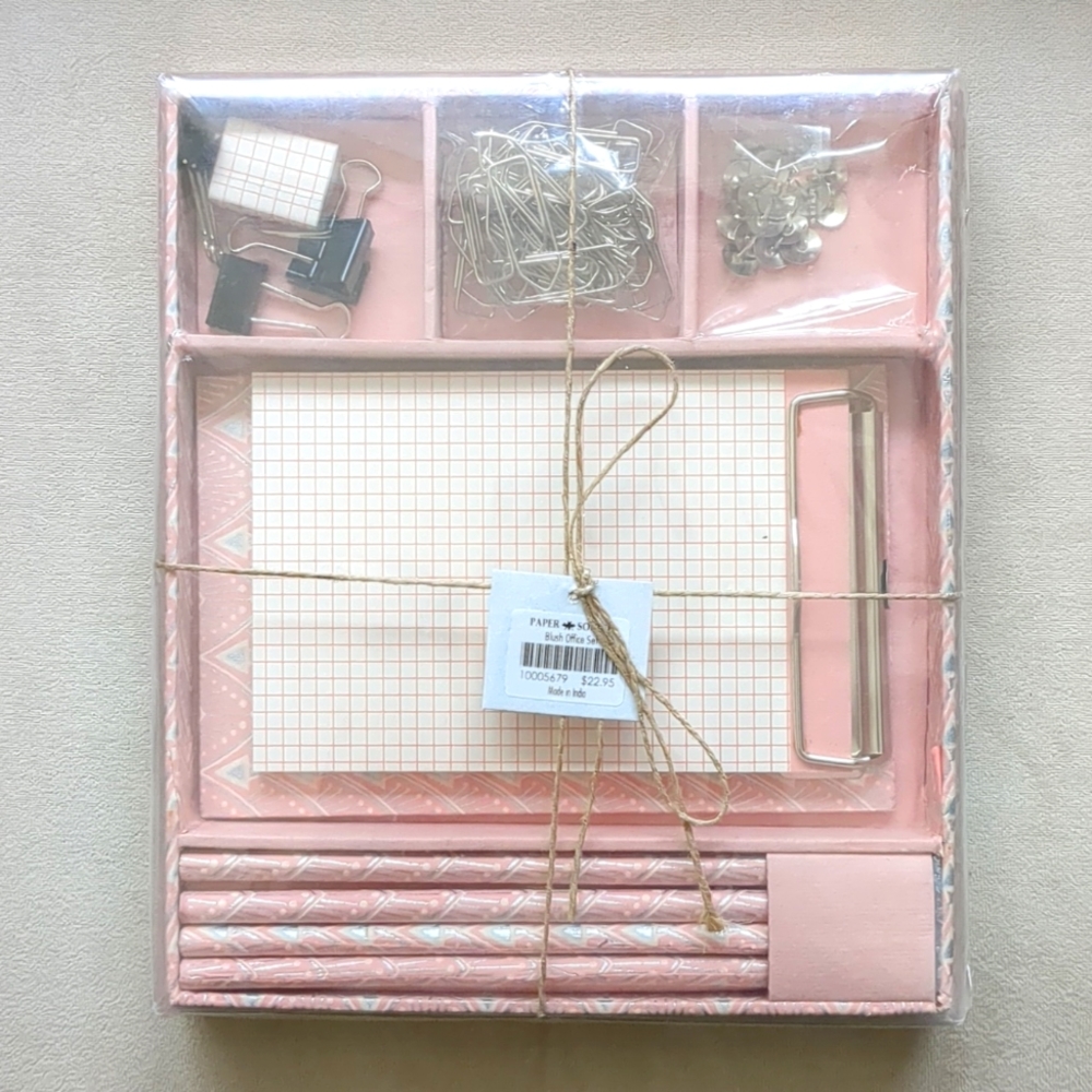 NWT PAPER SOURCE BLUSH OFFICE SET